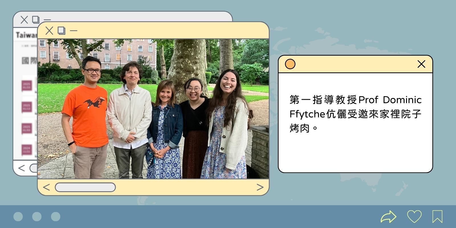 第一指導教授Prof Dominic Ffytche伉儷受邀來家裡院子烤肉。